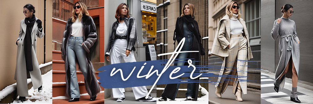 girl virtually try on 4 different winter outfit from Vivid AI 